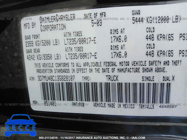 2003 Dodge RAM 3500 ST/SLT 3D7MU48C13G828107 image 9