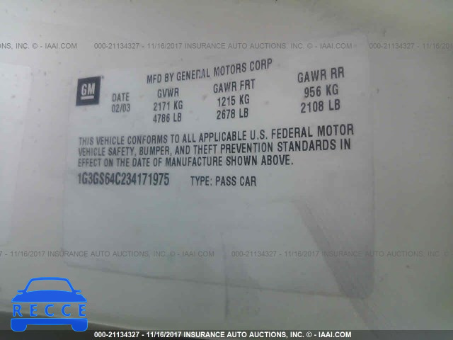 2003 Oldsmobile Aurora 4.0 1G3GS64C234171975 image 8