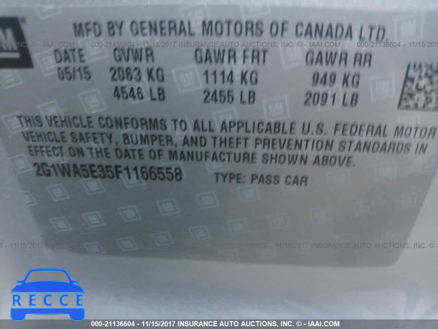 2015 Chevrolet Impala Limited LS 2G1WA5E35F1166558 Bild 8