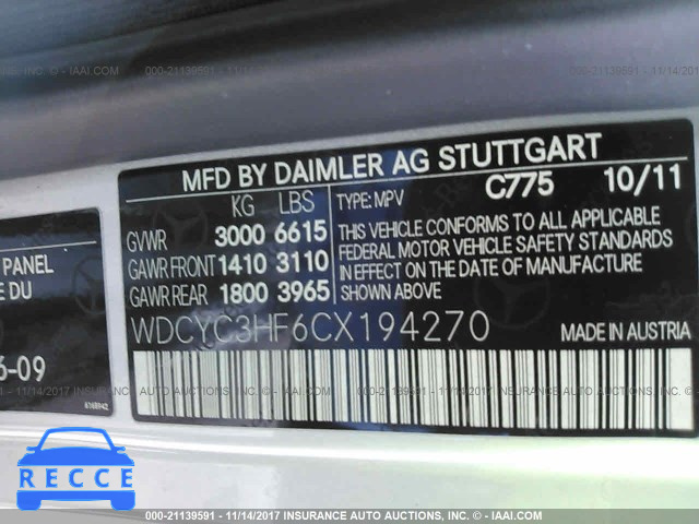 2012 Mercedes-benz G 550 WDCYC3HF6CX194270 image 8