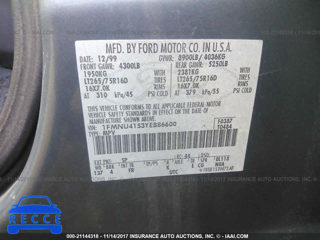 2000 Ford Excursion XLT 1FMNU41S3YEB86600 image 8