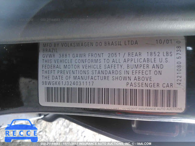2002 Volkswagen Golf GLS 9BWGK61J324031117 Bild 8