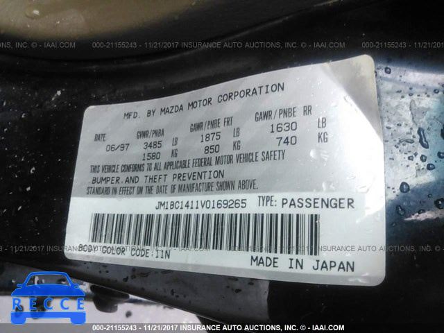 1997 Mazda Protege DX/LX/ES JM1BC1411V0169265 image 8