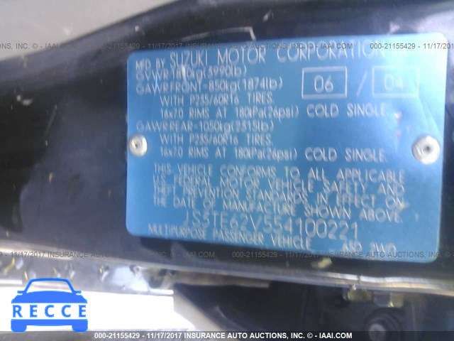 2005 Suzuki Grand Vitara LX/EX JS3TE62V554100221 image 6