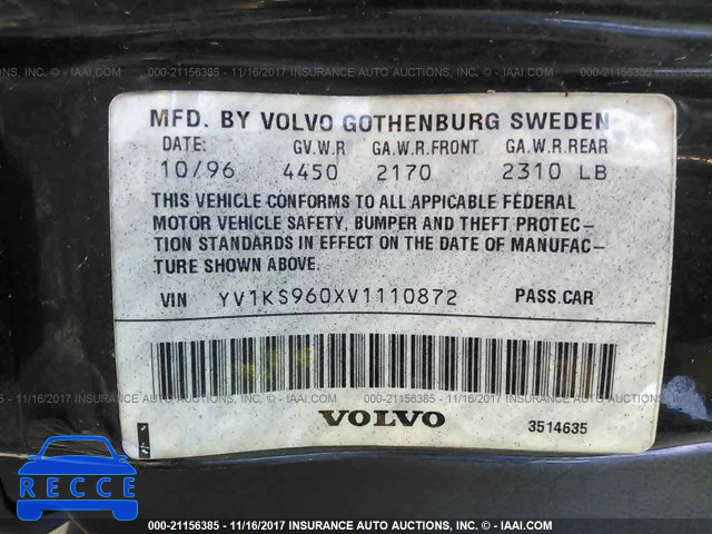 1997 Volvo 960 YV1KS960XV1110872 image 8