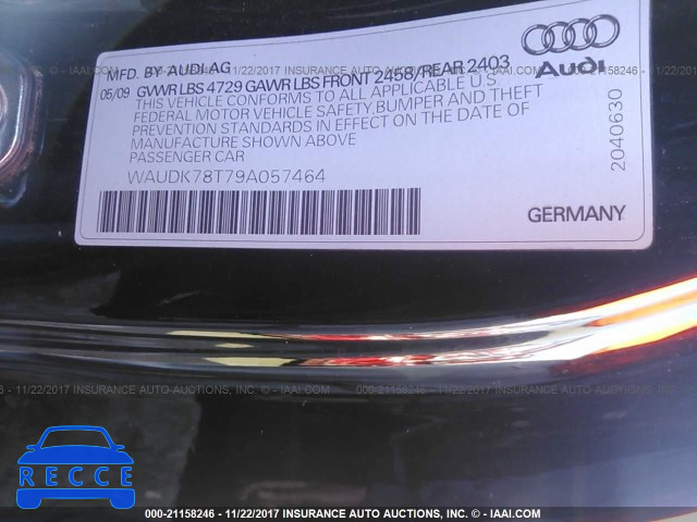 2009 Audi A5 QUATTRO WAUDK78T79A057464 зображення 8