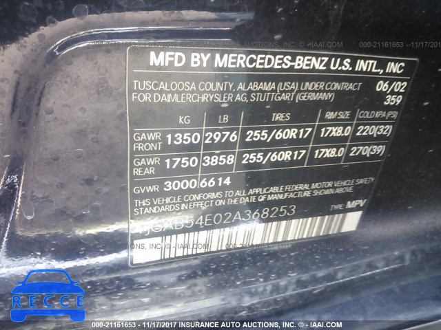 2002 Mercedes-benz ML 320 4JGAB54E02A368253 Bild 8