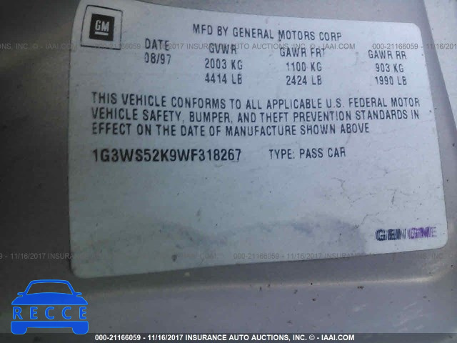 1998 Oldsmobile Intrigue GL 1G3WS52K9WF318267 зображення 8