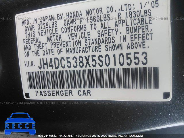 2005 Acura RSX JH4DC538X5S010553 Bild 8