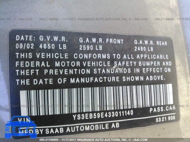 2003 Saab 9-5 LINEAR YS3EB59E433011140 зображення 8