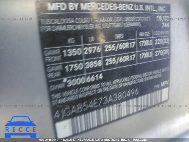 2003 Mercedes-benz ML 320 4JGAB54E73A380496 image 8