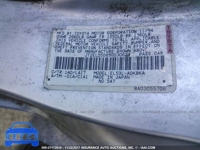 1995 Toyota Tercel STD JT2EL55D8S0030624 image 8