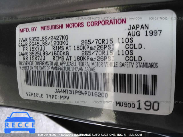 1998 Mitsubishi Montero SPORT LS JA4MT31P9WP016200 image 8