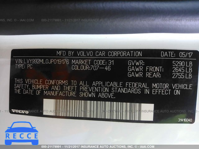 2018 VOLVO S90 T6/INSCRIPTION LVY992ML0JP019176 image 8