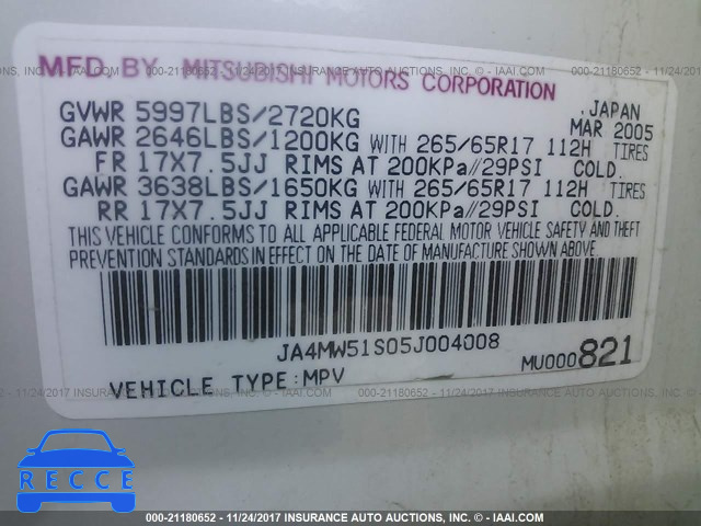 2005 Mitsubishi Montero LIMITED JA4MW51S05J004008 image 8