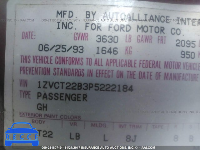 1993 Ford Probe GT 1ZVCT22B3P5222184 зображення 8