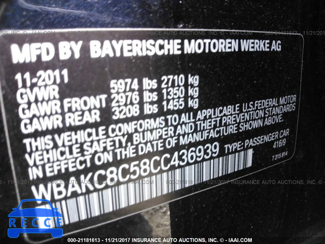 2012 BMW 750 LXI WBAKC8C58CC436939 зображення 8