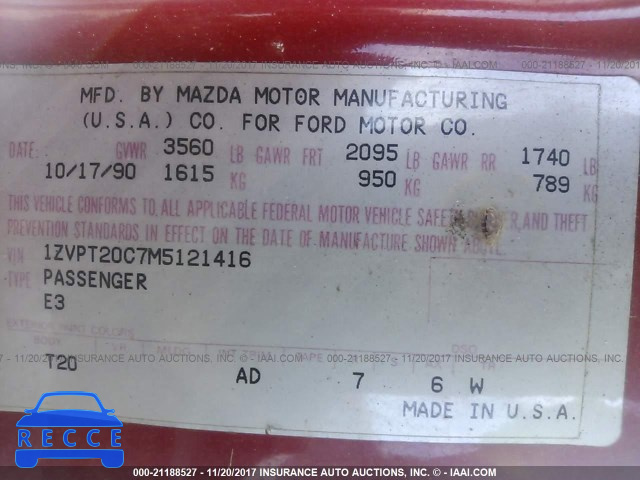 1991 Ford Probe GL 1ZVPT20C7M5121416 Bild 8