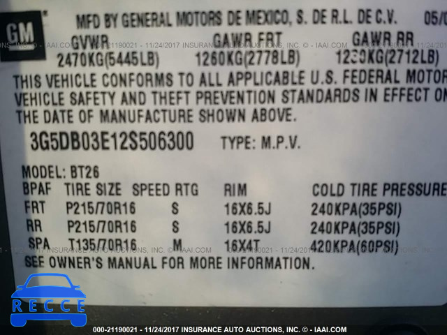 2002 Buick Rendezvous CX/CXL 3G5DB03E12S506300 зображення 8