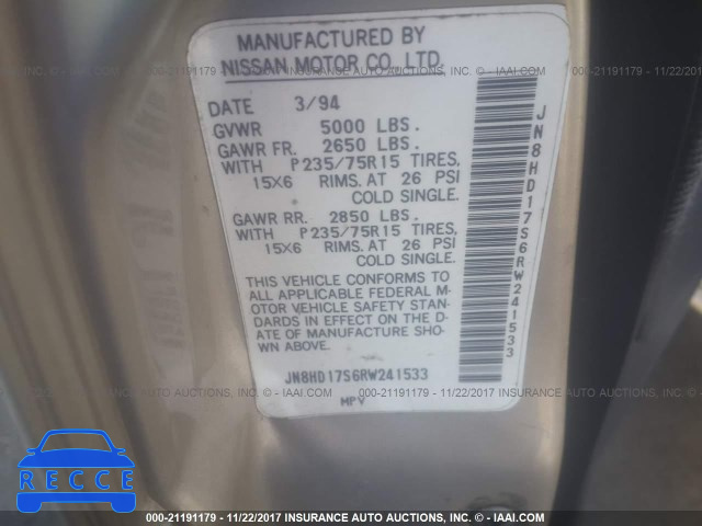 1994 NISSAN PATHFINDER XE JN8HD17S6RW241533 image 8