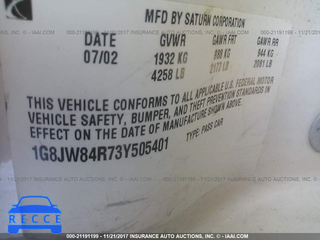 2003 Saturn LW300 1G8JW84R73Y505401 image 8