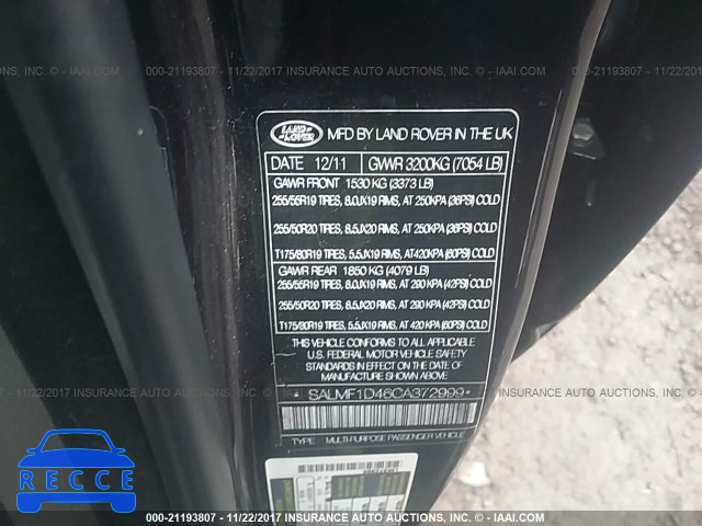 2012 Land Rover Range Rover HSE LUXURY SALMF1D46CA372999 зображення 8