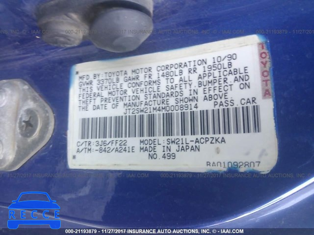 1991 Toyota MR2 JT2SW21M4M0008914 image 8