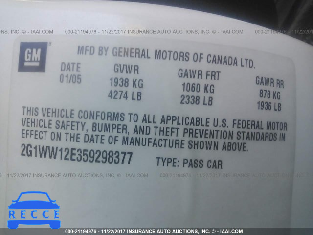 2005 Chevrolet Monte Carlo LS 2G1WW12E359298377 Bild 8