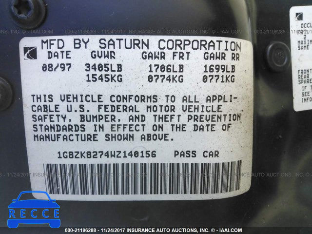 1998 Saturn SW2 1G8ZK8274WZ140156 Bild 8