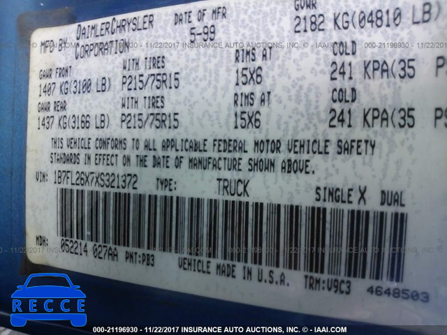 1999 Dodge Dakota 1B7FL26X7XS321372 image 8