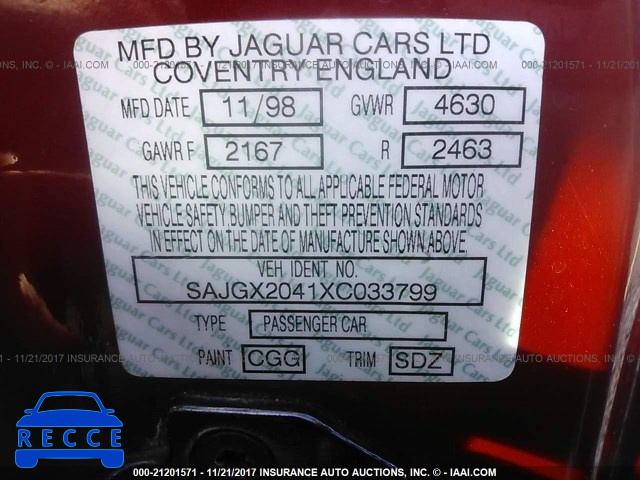 1999 Jaguar XK8 SAJGX2041XC033799 image 8