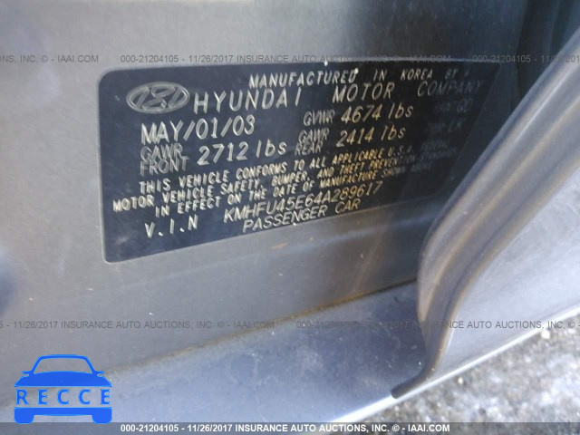 2004 Hyundai XG 350 KMHFU45E64A289617 image 8