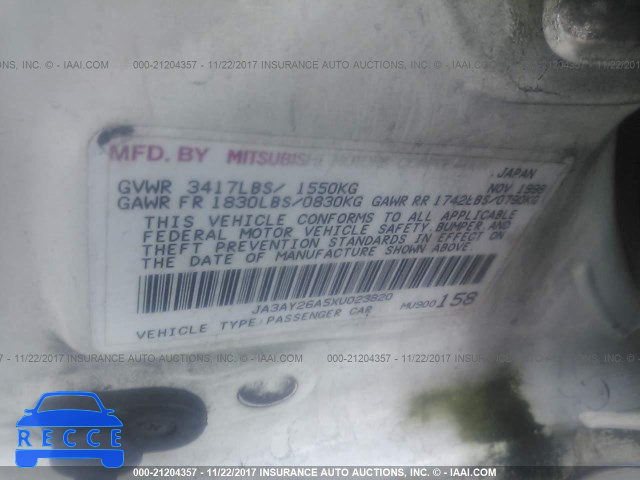 1999 Mitsubishi Mirage DE JA3AY26A5XU023820 image 8