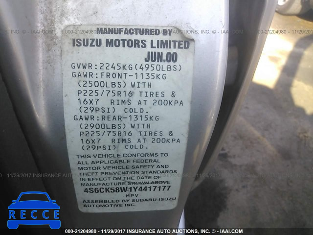 2000 Honda Passport EX/LX 4S6CK58W1Y4417177 image 8