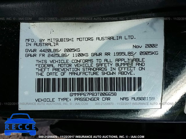 2003 Mitsubishi Diamante LS 6MMAP67P83T006658 Bild 8