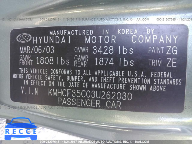 2003 Hyundai Accent L KMHCF35C03U262030 image 8