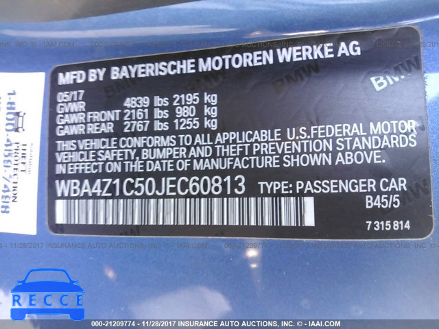 2018 BMW 430I WBA4Z1C50JEC60813 зображення 8