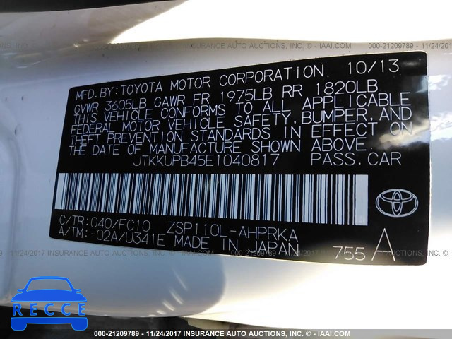 2014 Scion XD JTKKUPB45E1040817 image 8