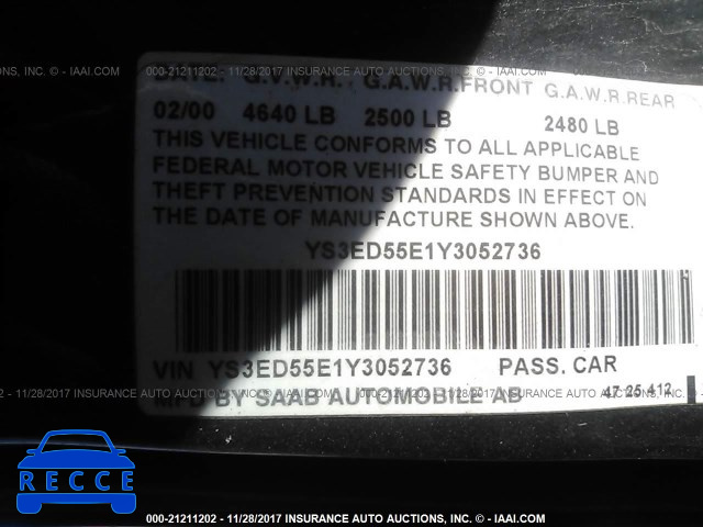 2000 Saab 9-5 YS3ED55E1Y3052736 image 8