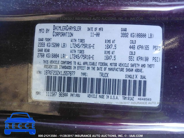 2001 Dodge RAM 2500 1B7KF23ZX1J557877 image 8