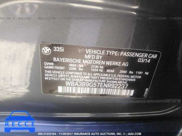 2014 BMW 335 XI WBA3B9G57ENR92237 image 8