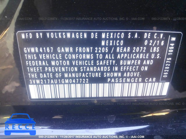 2016 Volkswagen Golf S/SE/SEL 3VW217AU1GM047722 image 8