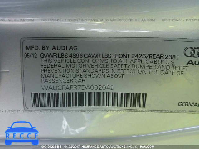 2013 Audi A5 PREMIUM WAUCFAFR7DA002042 image 8
