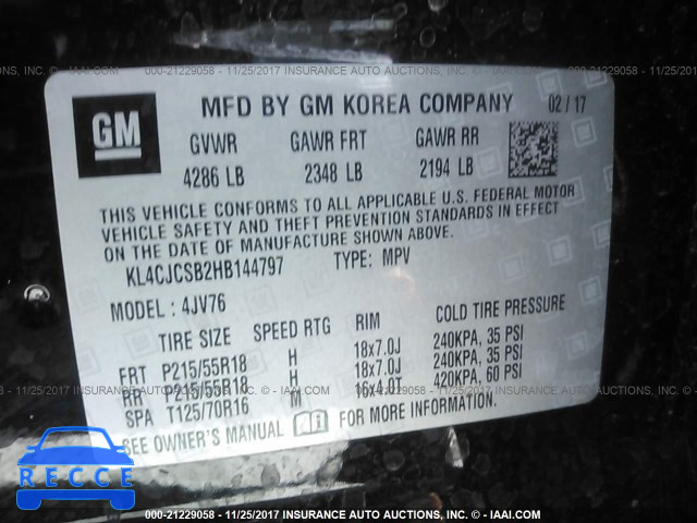 2017 BUICK ENCORE KL4CJCSB2HB144797 image 8