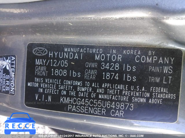 2005 Hyundai Accent GL KMHCG45C55U649873 image 8