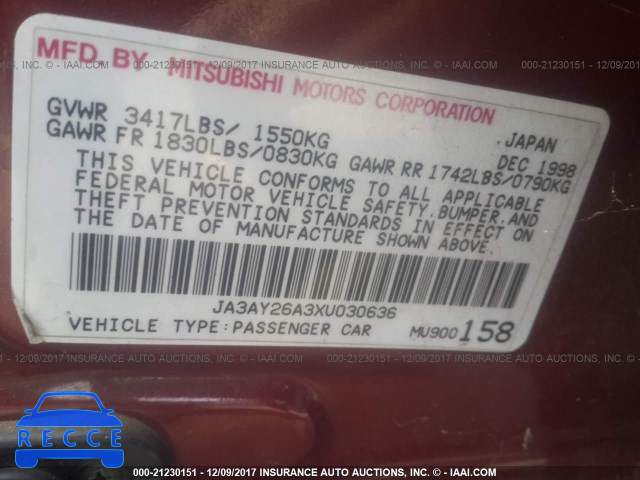 1999 Mitsubishi Mirage DE JA3AY26A3XU030636 Bild 8