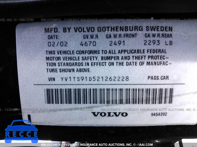 2002 Volvo S80 T6 TURBO YV1TS91D521262228 image 8