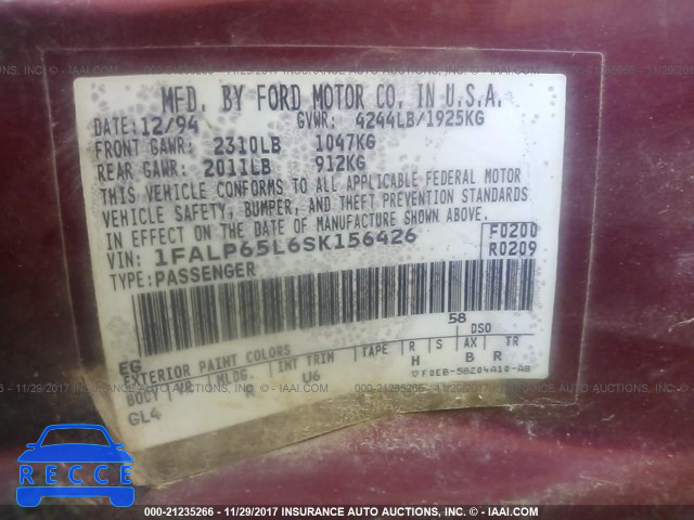 1995 Ford Contour GL 1FALP65L6SK156426 image 8