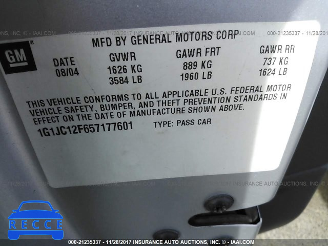 2005 Chevrolet Cavalier 1G1JC12F657177601 зображення 8