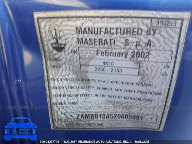 2002 Maserati Spyder CAMBIOCORSA ZAMBB18A520005991 зображення 8